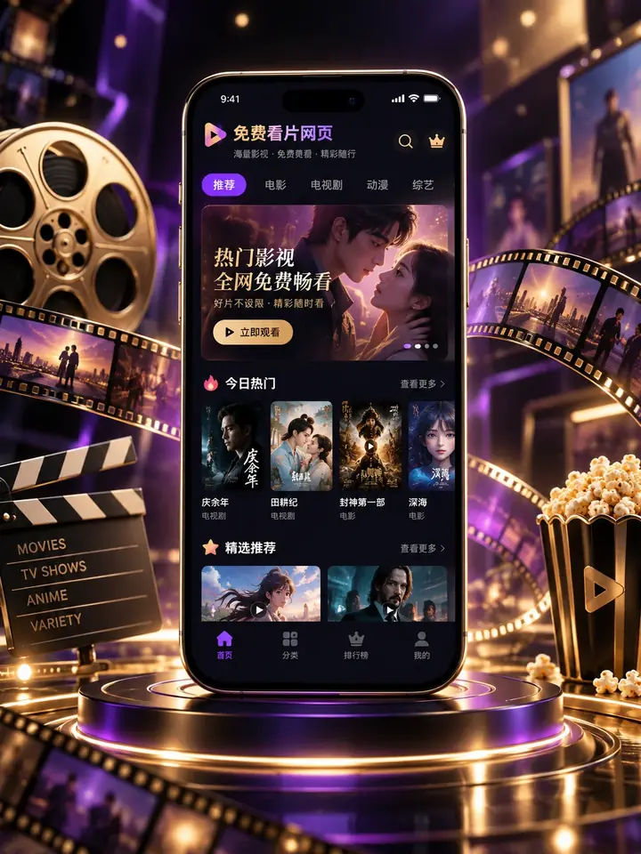 免费看片网页APP界面展示